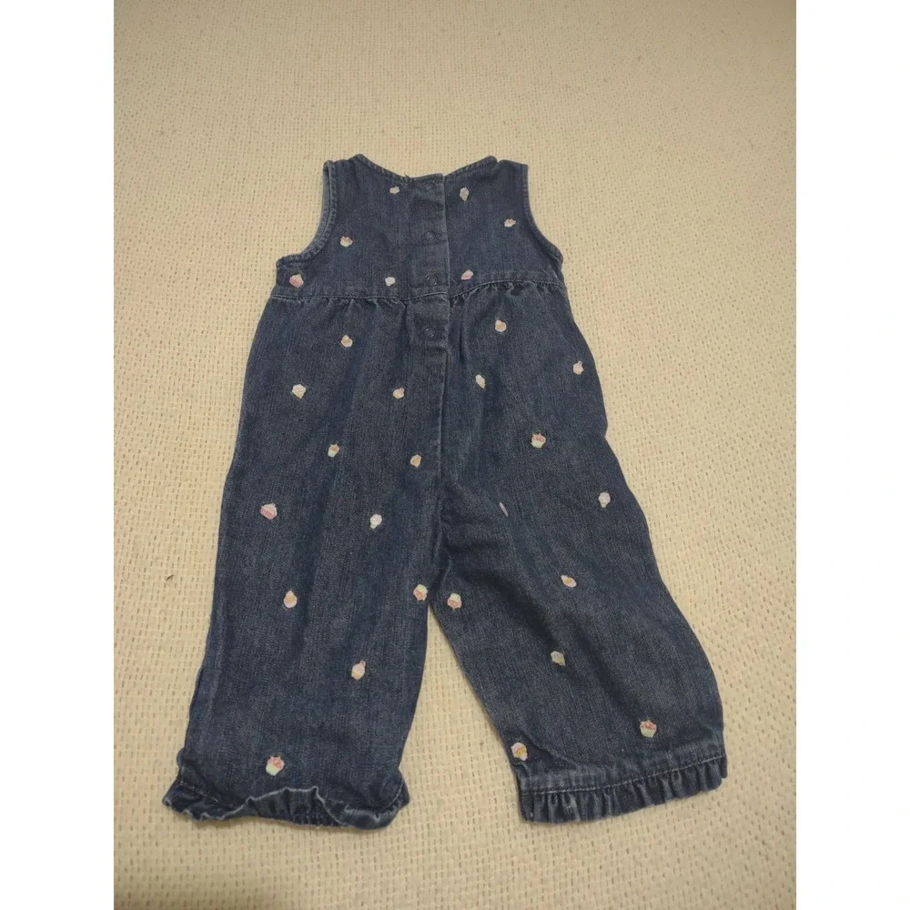 Vintage Gymboree Denim‎ Romper 3/6 Months Cupcake Print Casual